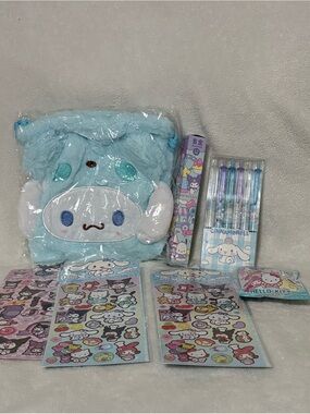 Sanrio Cinnamoroll Bundle #6A - Drawstring Bag, Stickers, Pens, Erasers